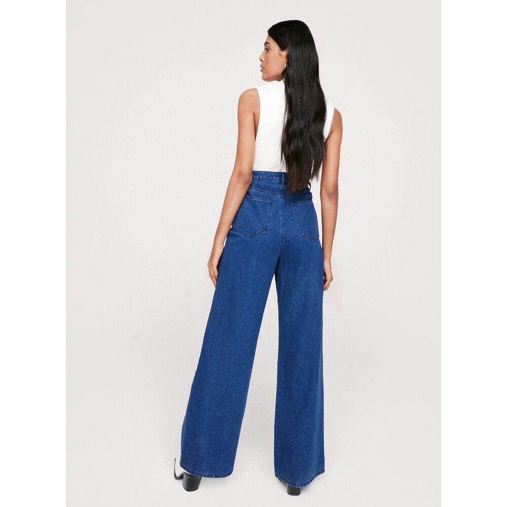 Nasty Gal Collection Wide Leg Patch Pocket Jeans Blue 2
